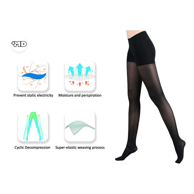 +MD 15-20mmHg Women's Graduated Compression Pantyhose Medical Quality  Ladies Support Stocking Blacks