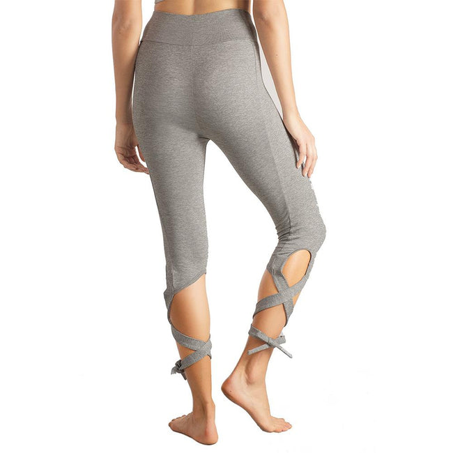 Women's Tie Up Yoga Capris Pants High Waist Cutout Yoga Workout Leggin– All  About Socks
